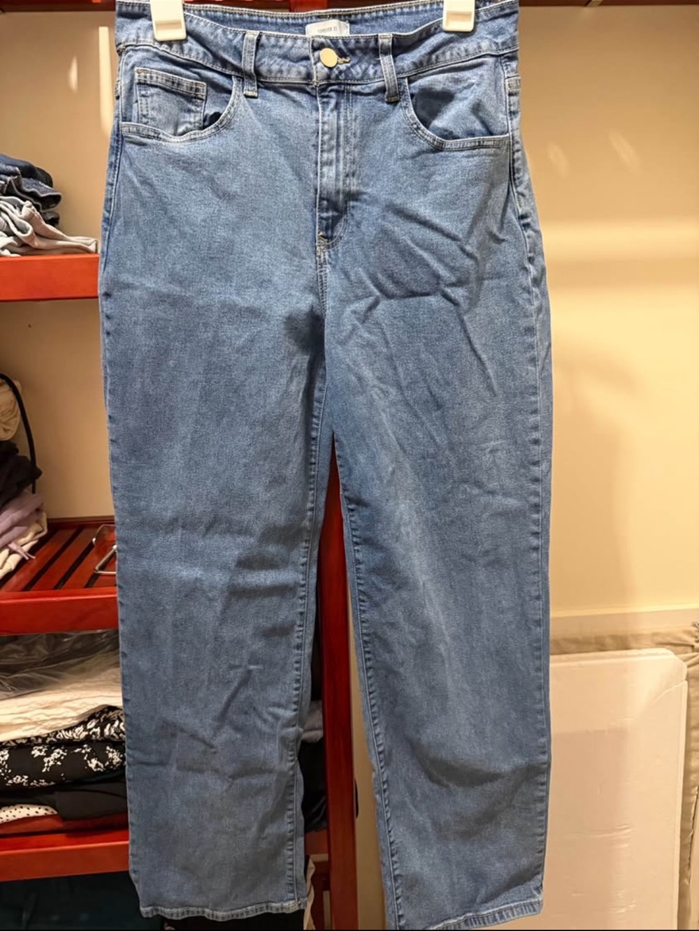 Forever 21 Light Blue Straight-Leg Jeans